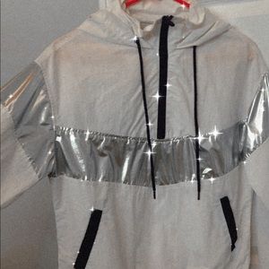 white and silver windbreaker ❤️